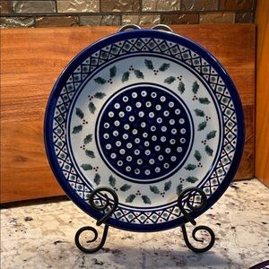 Blue and White Ceramic Dinner Plate